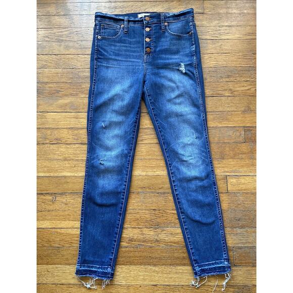MADEWELL ‘10” High-Rise Skinny’ Distressed Button-Fly Stretch Jeans sz 29 (w30) - Picture 1 of 13